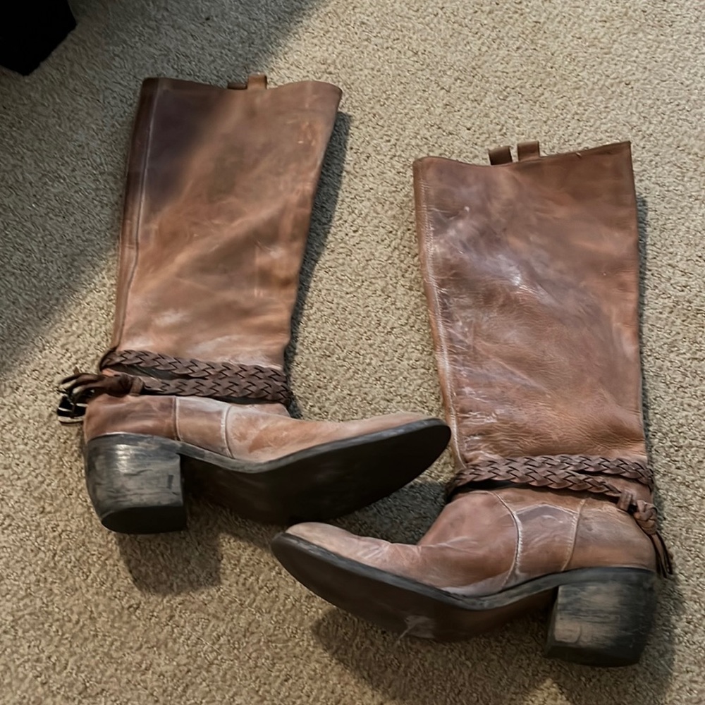 Distressed cowboy style boots